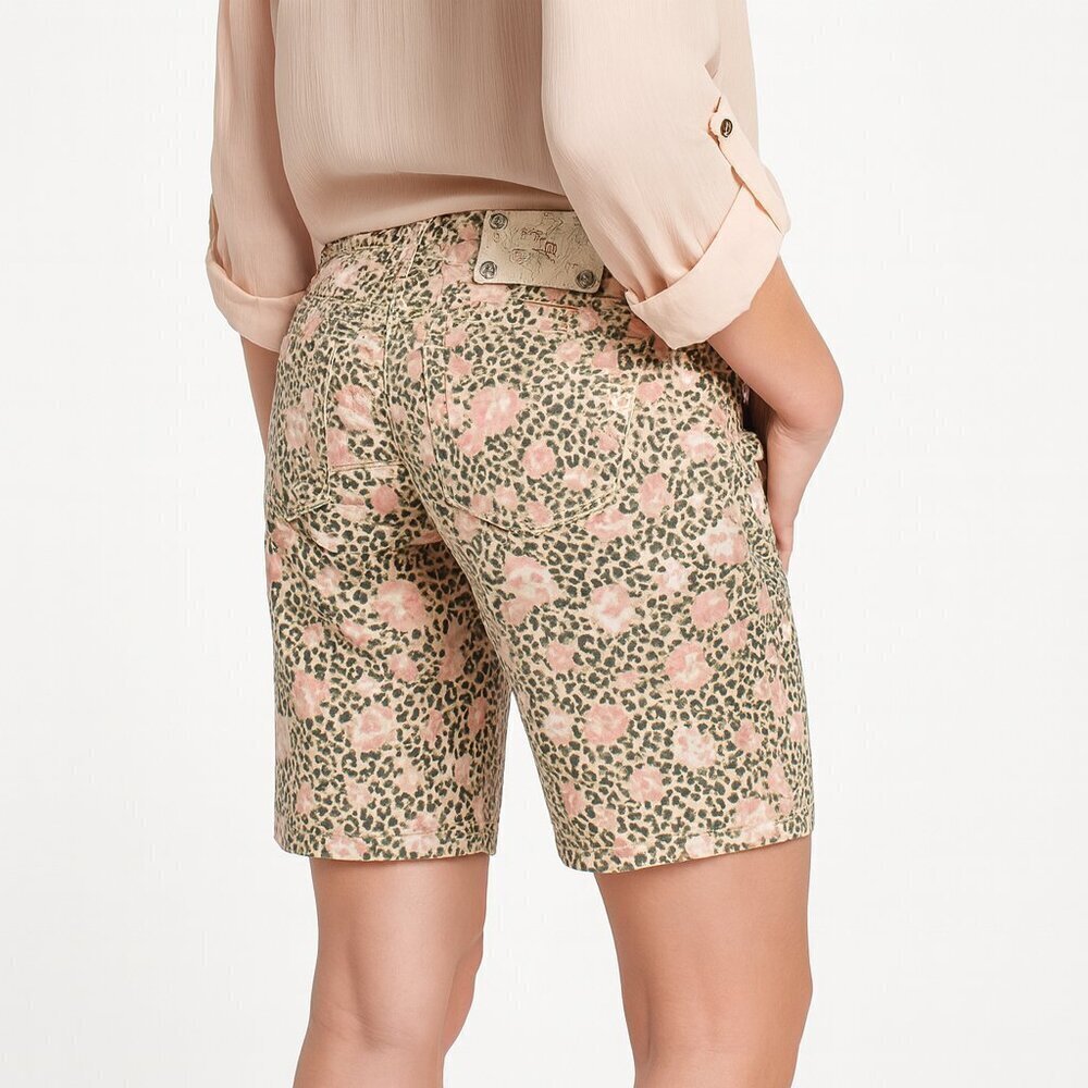 Miss Me Bermuda Shorts Stretch Denim Rhinestone Y2K Western 25 Floral Leopard